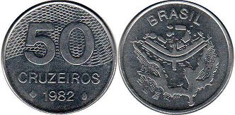 moeda brasil 50 cruzeiros 1982