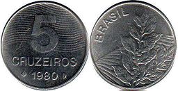 moeda brasil 5 cruzeiros 1980