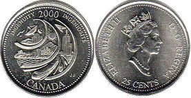 pièce de monnaie canadian commémorative pièce de monnaie 25 cents 2000