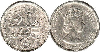 coin British Caribbean Territories 50 cents 1955