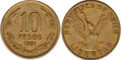 moneda Chilli 10 pesos 1981