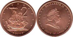 coin Cook Islands 2 cents 2010