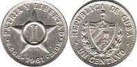 moneda Cuba 1 centavo 1961