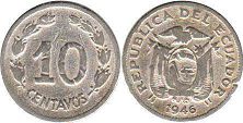 coin Ecuador 10 centavos 1946