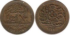 coin Egypt 1/2 milliem 1917