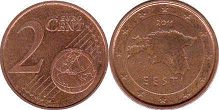 moneta Estonia 2 euro cent 2014