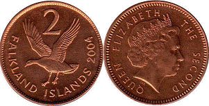 coin Falkland 2 pence 2004