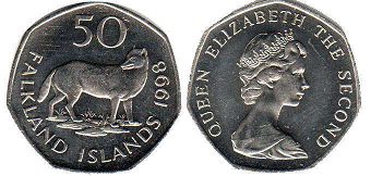 coin Falkland 50 pence 1998
