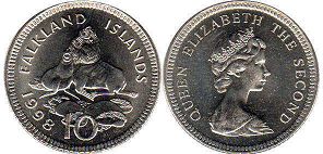 coin Falkland 10 pence 1998