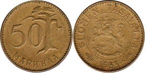 mynt Finland 50 markkaa 1953