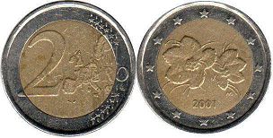 mince Finsko 2 euro 2001