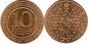 moneda Francia 10 francos 1987