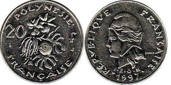 coin French Polynesia 20 francs 1997