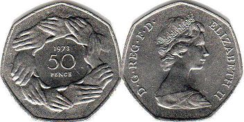 Münze Großbritannien 50 new pence 1973
