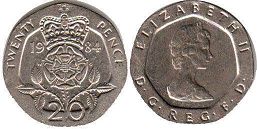 monnaie UK 20 pence 1984