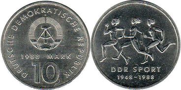 monnaie East Allemagne 10 mark 1988