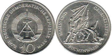 Münze Ostdeutschland 10 mark 1972