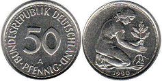 Münze Deutschland 50 pfennig 1990
