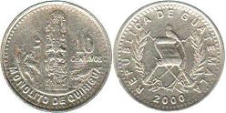 moneda Guatemala 10 centavos 2000