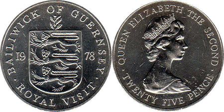 coin Guernsey 25 pence 1978