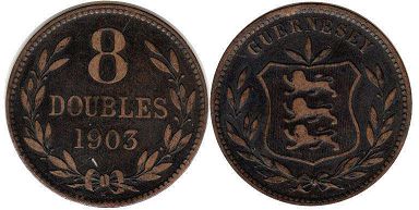 coin Guernsey 8 doubles 1903