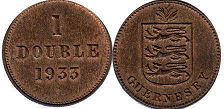 coin Guernsey 1 double 1933