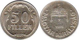 coin Hungary 50 filler 1926