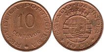 coin Portuguese India 10 centavos 1961
