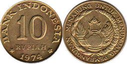 coin Indonesia 10 rupiah 1974