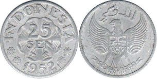 coin Indonesia 25 sen 1952