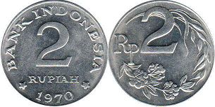 coin Indonesia 2 rupiah 1970