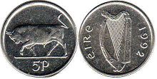 coin Ireland 5 pence 1992