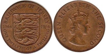 coin Jersey 1/12 shilling 1966