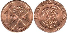 coin Katanga 1 franc 1961