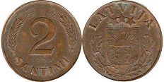 coin Latvia 2 santimi 1939