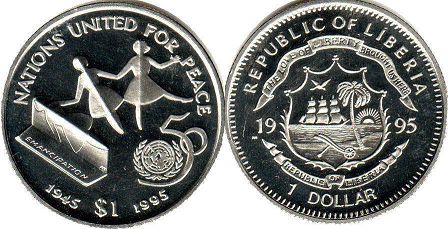 coin Liberia 1 dollar 1995