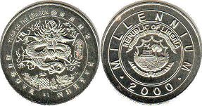 coin Liberia 1 dollar 2000