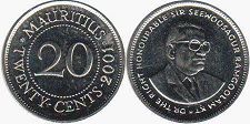 coin Mauritius 20 cents 2001