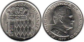 piece Monaco 1 franc 1977 