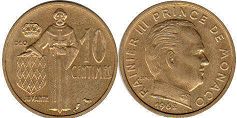 piece Monaco 10 centimes 1962