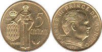 piece Monaco 5 centimes 1976