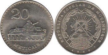 coin Mozambique 20 meticais 1980
