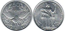 coin New Caledonia 50 centimes 1949