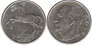 mynt Norge 1 krone 1971
