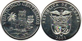 moneda Panamá 25 centésimos 2003