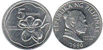 coin Philippines 5 centimos 1990