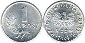 moneta Polska 1 grosz 1949
