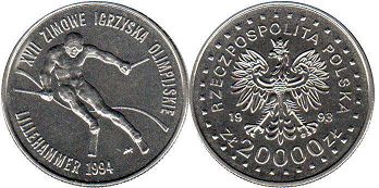 moneta Polska 20,000 zlotych 1993