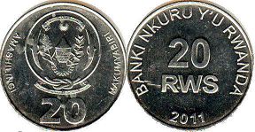 coin Rwanda 20 francs 2011