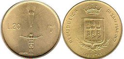 moneta San Marino 20 lire 1983